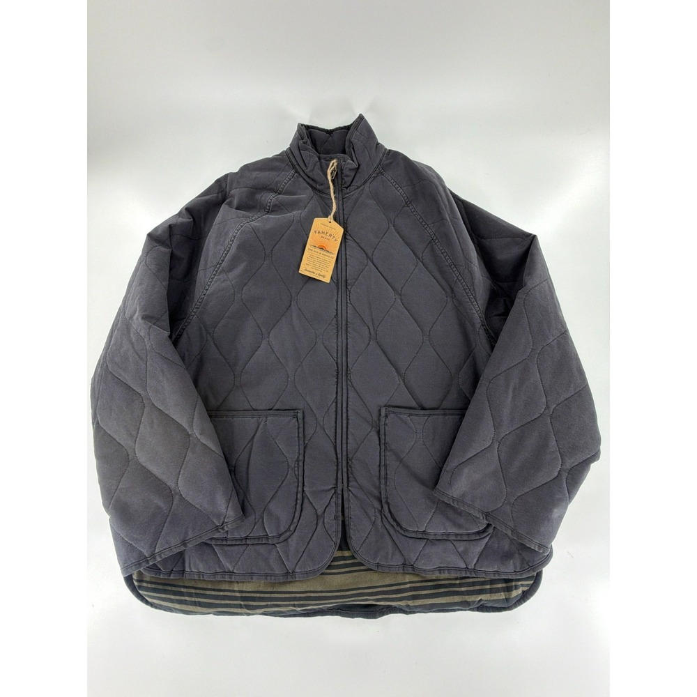 Faherty Women's Sunwashed Quilted Jacket Washed Charcoal Size L/XL Full Zip Line